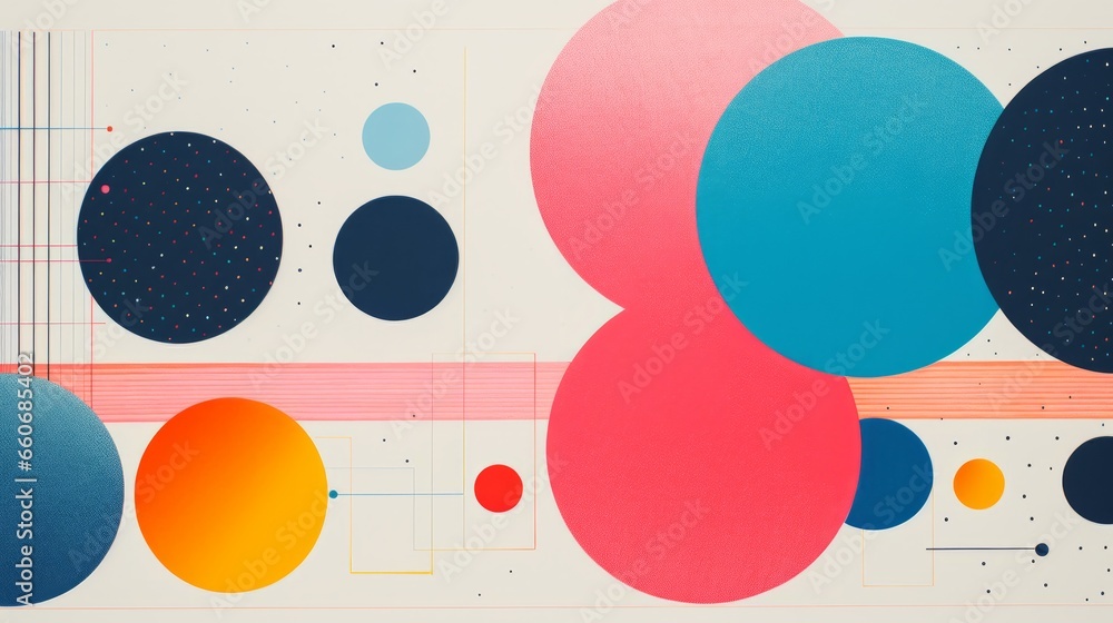 Abstract Risograph Aesthetic Featuring Playful Circles and Precise Straight Lines - Retro-Inspired Geometric Art in Print Abstract Risograph Aesthetic Featuring Playful Circles and Precise Straight Lines - Retro-Inspired Geometric Art in Print