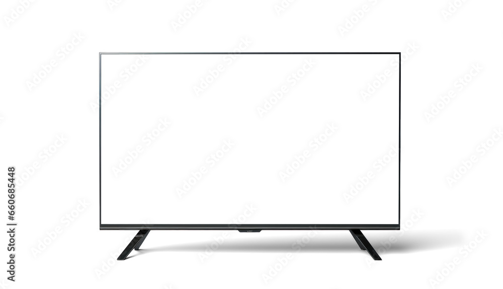mockup of a large modern black TV, png file of isolated cutout object with shadow on transparent background. - obrazy, fototapety, plakaty 