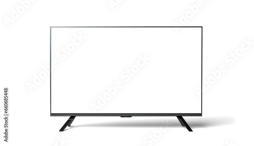 mockup of a large modern black TV, png file of isolated cutout object with shadow on transparent background.