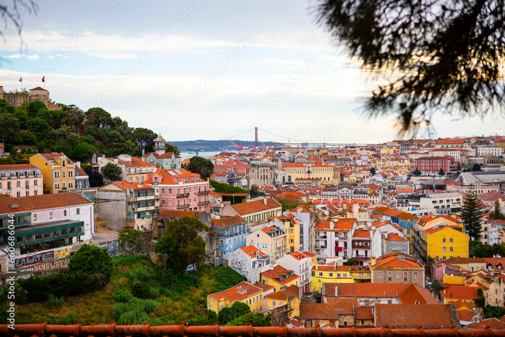 Lisbon cityscape overview from Miradouro da Graca