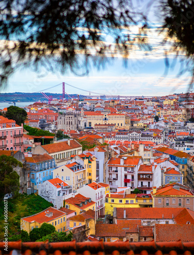 Lisbon cityscape overview from Miradouro da Graca