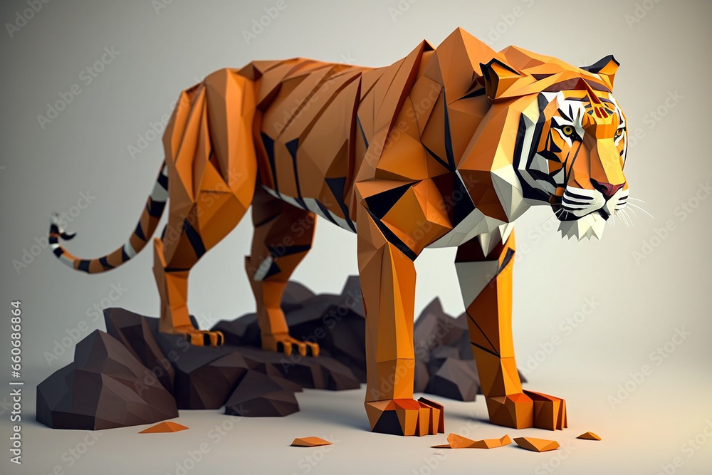 Fotografie Tiger animal geometric high resolution image Ai generated art