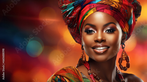 portrait of beautiful nigerian woman in traditional outfit photo