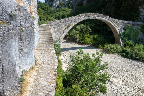 Kokkorou stone bridge, Zagori, Epirus, Greece photo