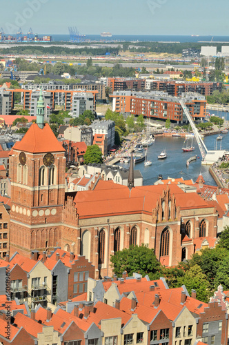 Panorama of Gdańsk from the tower of St. Mary's Basilica with views of St. John's Church photo