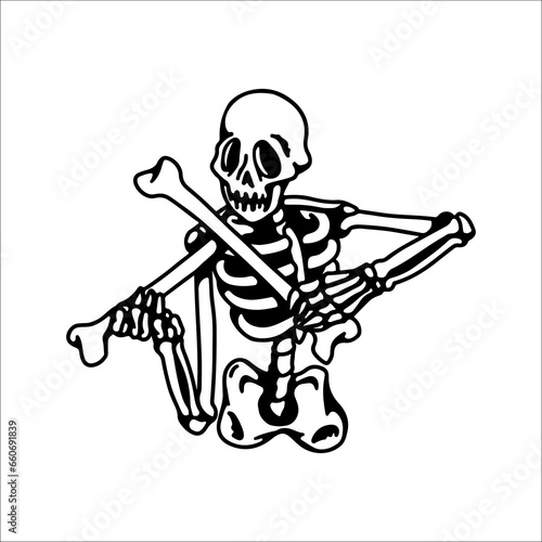 vector illustration of a skeleton playing the violin