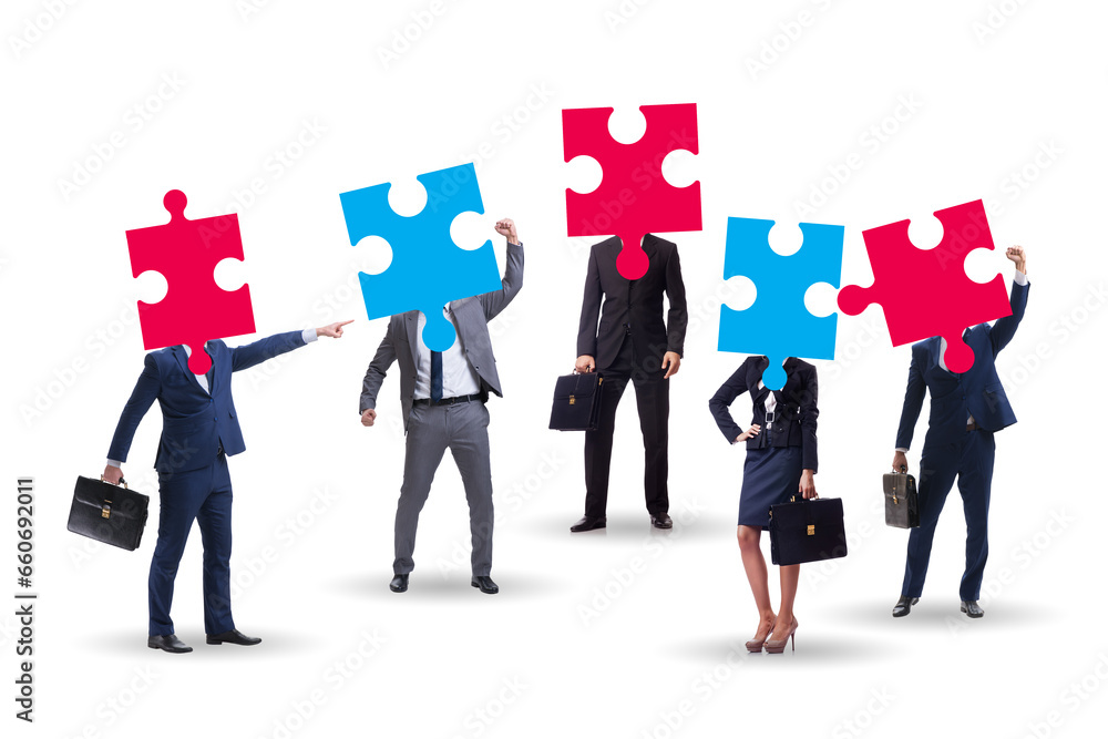 Concept of business people and jigsaw puzzle - obrazy, fototapety, plakaty 