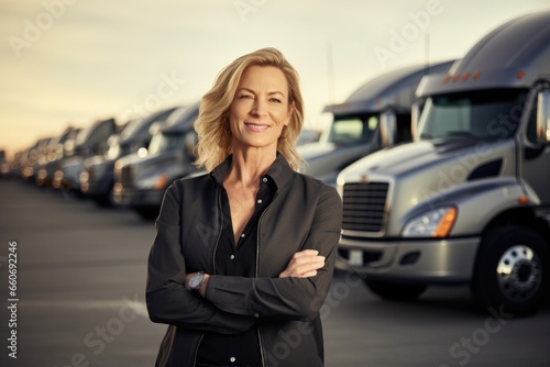 Wallpaper Mural Portrait of beautiful woman professional truck driver Torontodigital.ca
