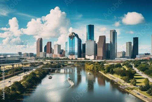 An incredible cityscape of Houston from above. Generative AI © Emberly