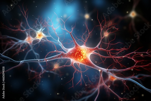 Neuron cells neural network under microscope neuro research science brain signal information transfer human neurology mind mental impulse biology anatomy microbiology intelligence connection system © Yuliia