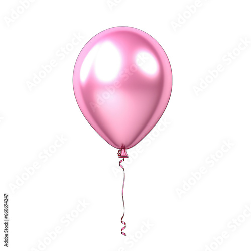 Single pink foil balloons isolated on white background