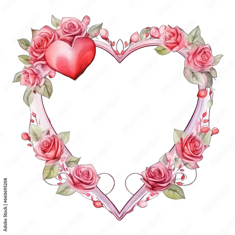 Valentine's day graphic frame with roses, heart shaped. Isolated on white Valentine's day graphic frame with roses, heart shaped. Isolated on white