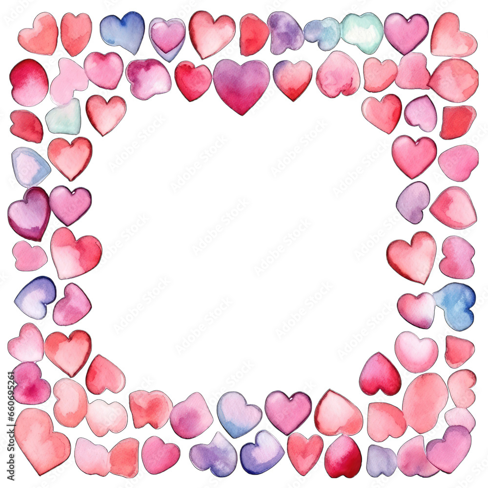 Valentine's Day heart shaped frame graphic border, isolated on transparent background