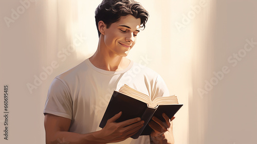 homem religioso lendo a biblia  photo