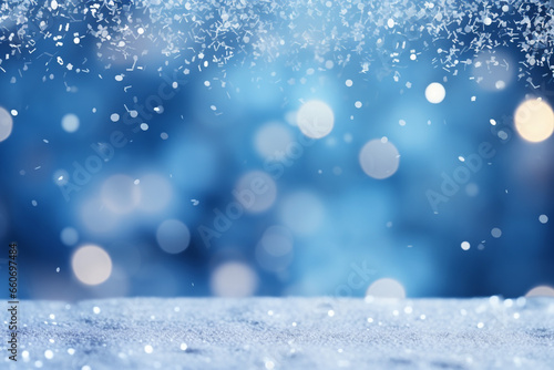 winter, christmas background with snow, bokeh. copy space. High quality photo © Starmarpro