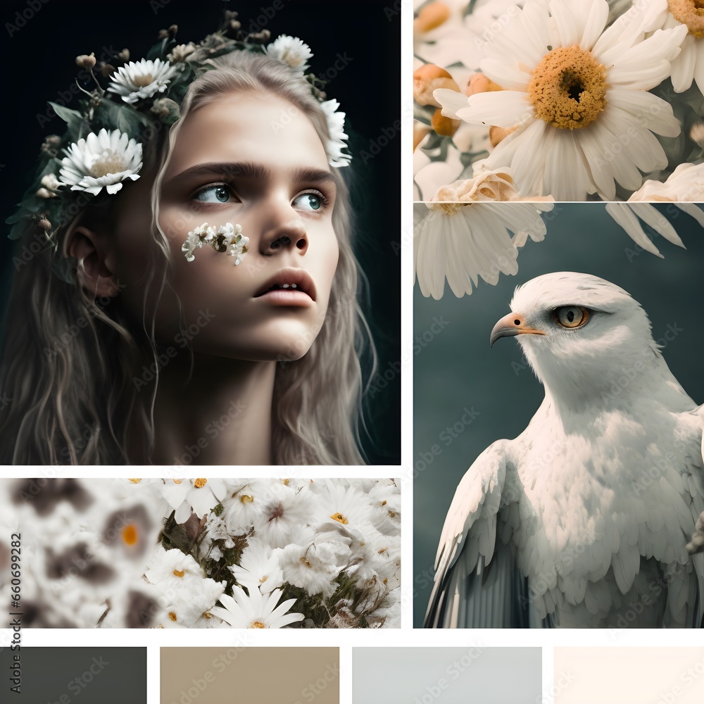dreamcore weirdcore aesthetic moodboard tan white pastel grey flower ...