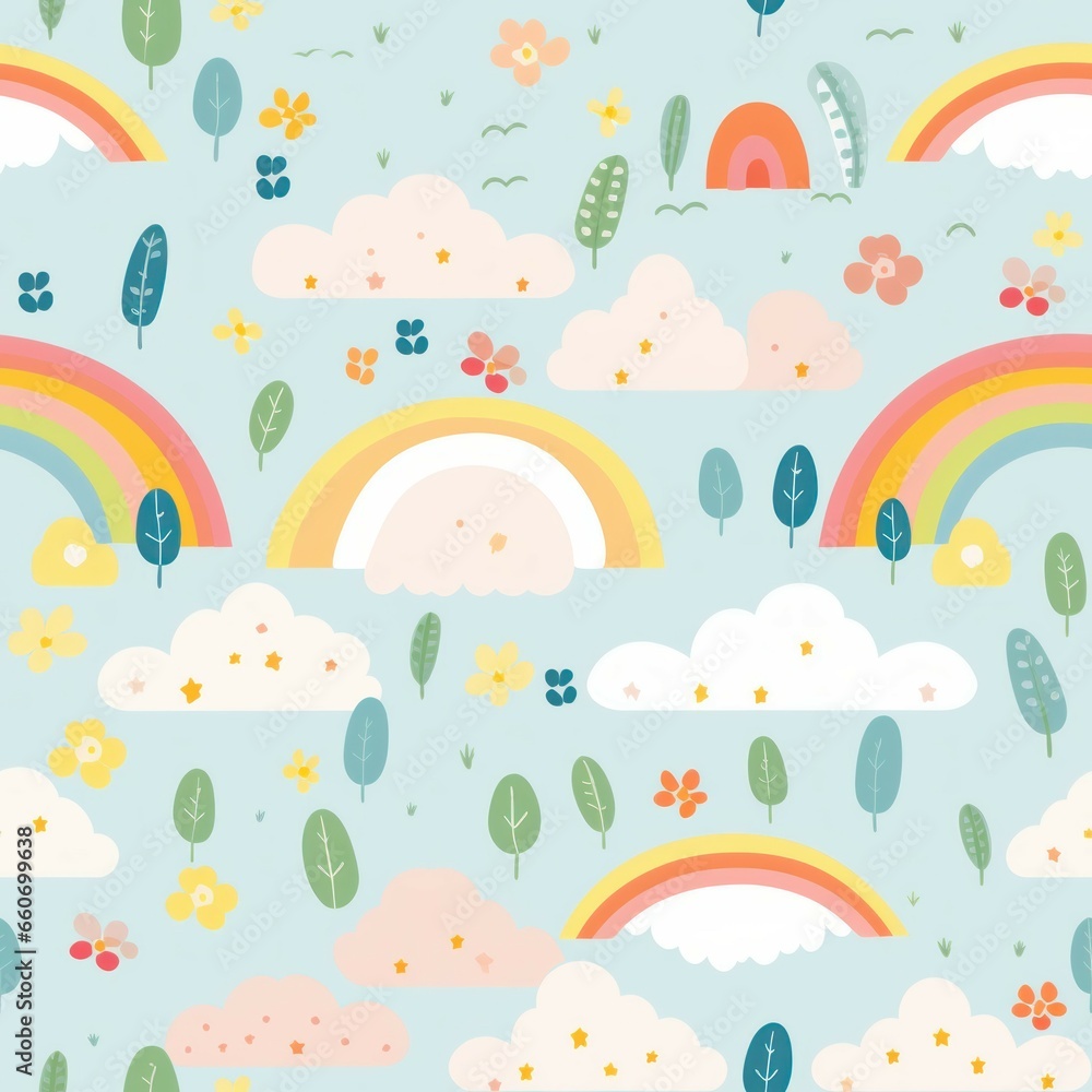 seamless pattern with   Rainbow Delight, Generative AI 