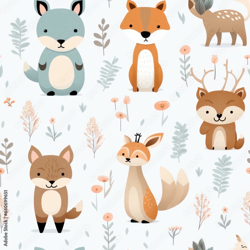Naklejka premium seamless pattern with animals, Generative AI 