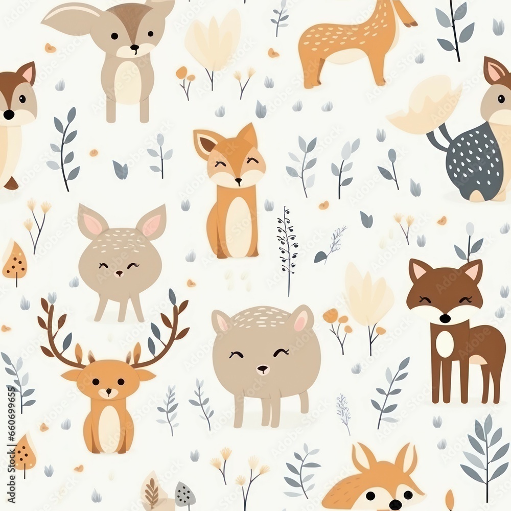 Fototapeta premium seamless pattern with animals, Generative AI 