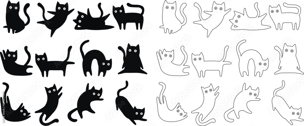 cat icon in flat, line trendy style. isolated on transparent background. Cat silhouette sign symbol. mobile concept and web design. House animals symbol logo vector graphics