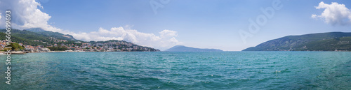 Wide panorama of Herceg Novi  bay of Kotor  Montenegro