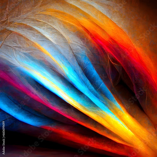 evasion of abstract aura colorful that goes to the right in hd epics lights with white background  photo