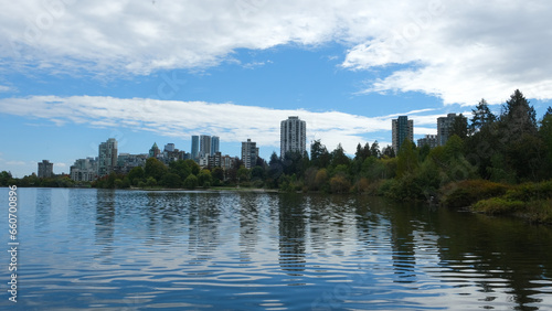 Lake Water Surface and the Cityscape on a Nice Summer Day