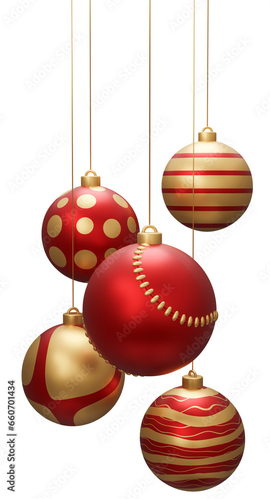 Red and Gold Baseball Hanging Christmas Balls