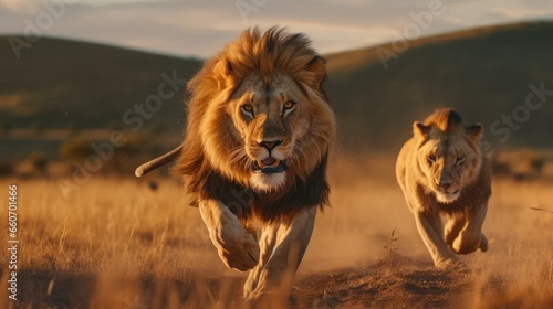 Lions run fast on the wide plains