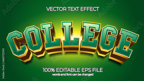 college editable text effect style, EPS editable text effect