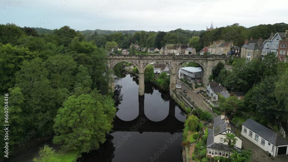 Nidd river and famous Knaresborough viaduct, United Kingdom. Nidd river and famous Knaresborough viaduct, United Kingdom.