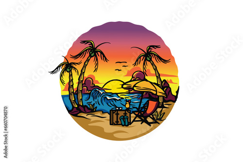 Relaxing on the Beach Illustration 
