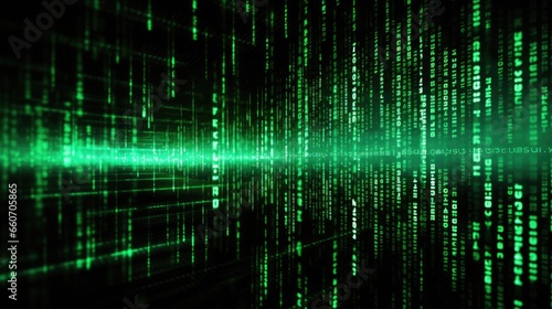 green digital binary data background