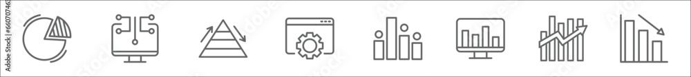 Vetor de outline set of data analytics line icons. linear vector icons ...