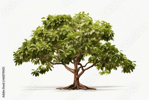 Front view of a 3D-rendered coffee tree with transparent background in PNG. Generative AI