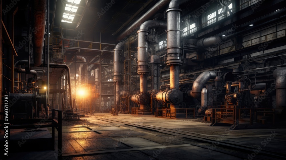 Metal factory interior. Modern industrial company. Metal factory interior. Modern industrial company.