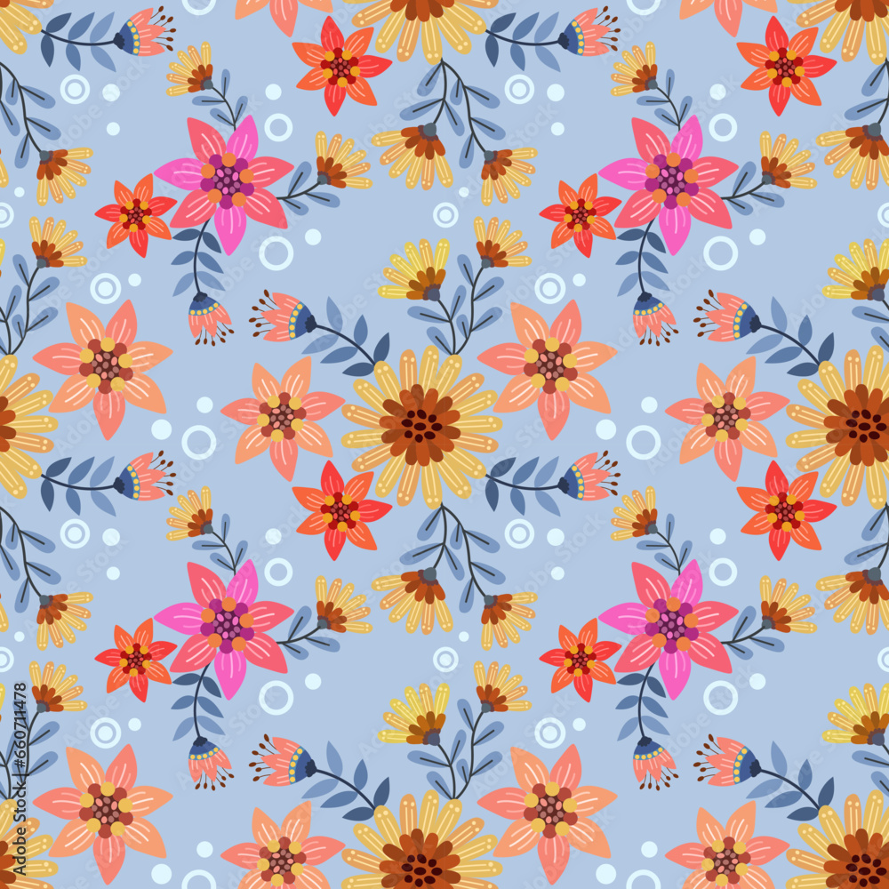 Beautiful flowers design seamless pattern. Can be used for fabric textile wallpaper gift wrap paper.