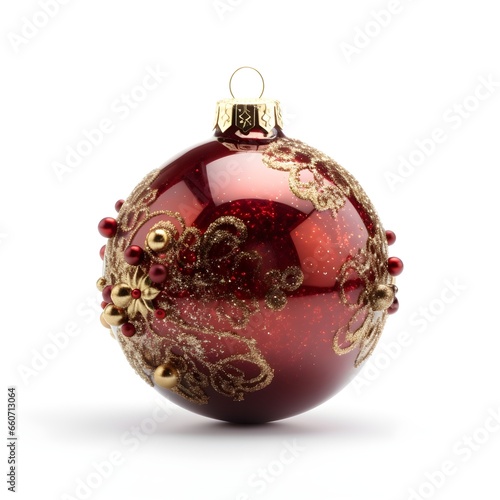 red christmas ball on white