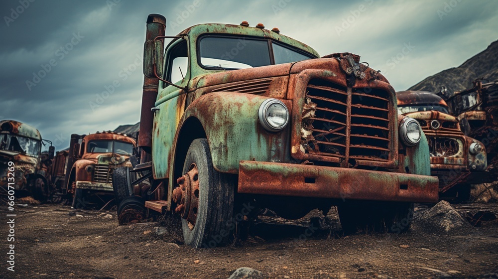 Rustic Rigs: Explore the aging beauty of vintage semi-trucks in a classic truck graveyard. Use creative angles and lighting to showcase the textures, colors, and history that these retired giants hold