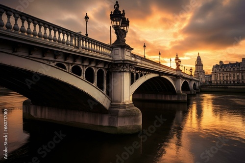 Iconic bridge in the capital city of England. Generative AI