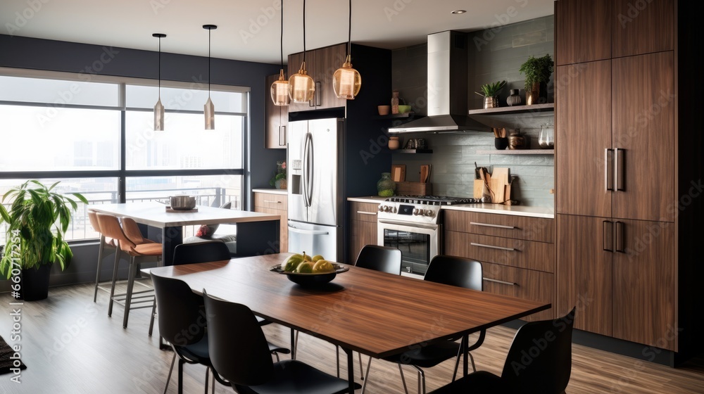 Modern kitchen with cabinets in a mix of light and dark colors Modern kitchen with cabinets in a mix of light and dark colors