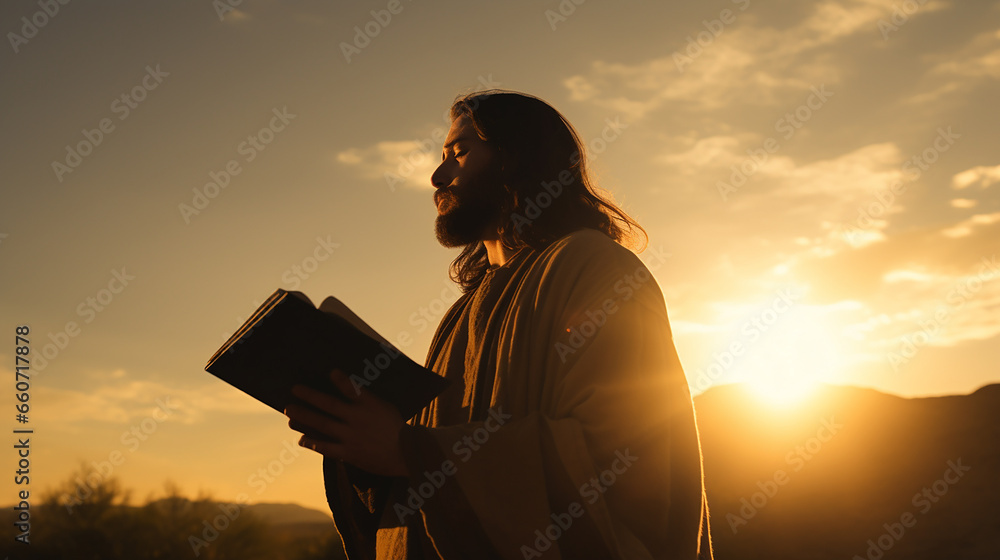 jesus cristo com a biblia nas mãos, livro sagrado do conhecimento cristão 