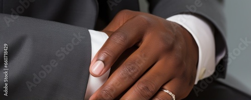 Closeup of the grooms hand tenderly holding the brides  a touching display of his promise to support  cherish  and protect her for the rest of their lives.