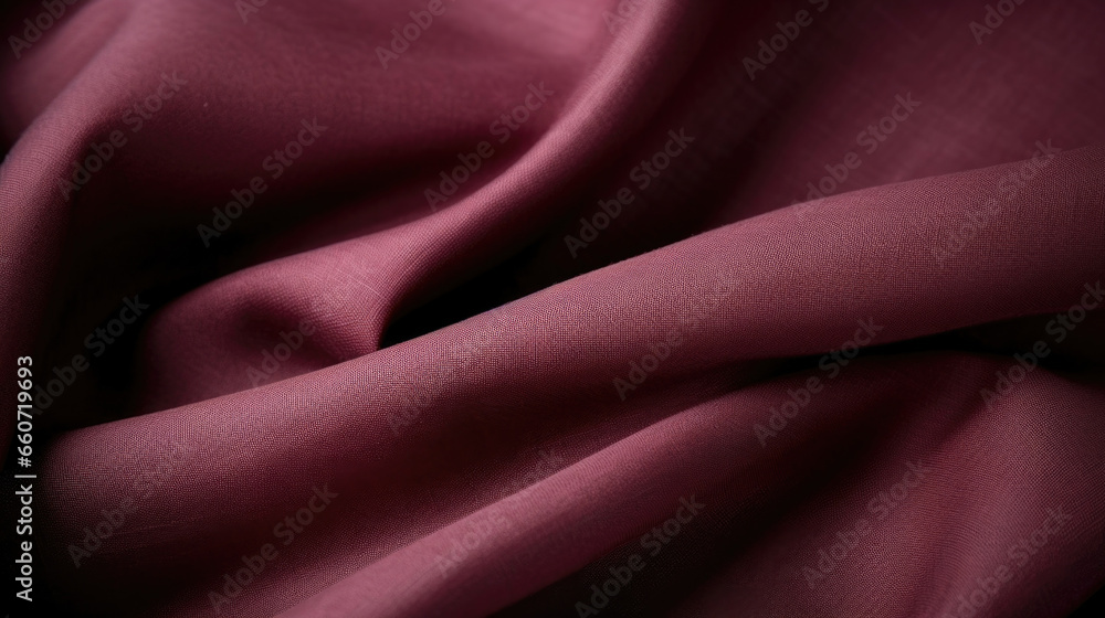 Texture of a deep burgundy linen fabric with a rich, luxurious feel. The texture is smooth and soft, with a slight nap that adds to the fabrics elegant appearance. Texture of a deep burgundy linen fabric with a rich, luxurious feel. The texture is smooth and soft, with a slight nap that adds to the fabrics elegant appearance.