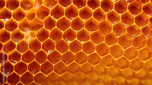 Macro View of Honeycomb Beehive Texture This highly magnified image showcases the intricate details of the honeycomb beehive texture, revealing the delicate nature of the design. The texture