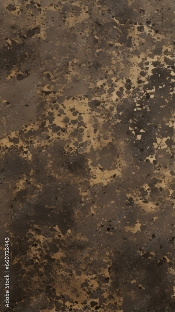 Closeup of a speckled antique brass texture, boasting a mix of dark and light speckles and spots. The surface has a rough and aged feel, adding character and authenticity to any design. Closeup of a speckled antique brass texture, boasting a mix of dark and light speckles and spots. The surface has a rough and aged feel, adding character and authenticity to any design.