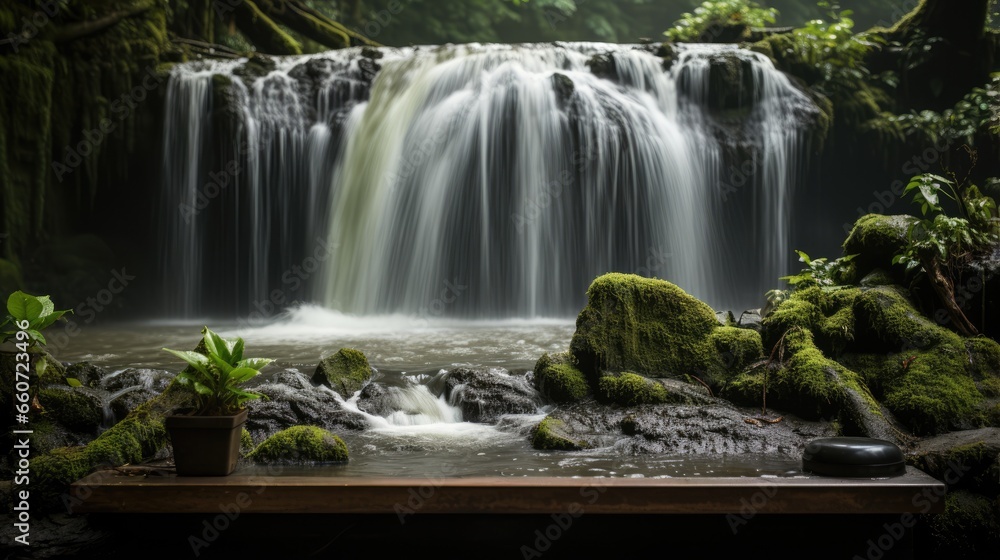 Obraz premium one faces the waterfall with a bright view