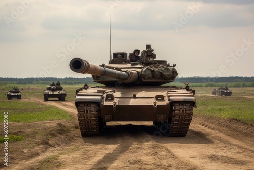 Column of Tanks on Patrol  photo