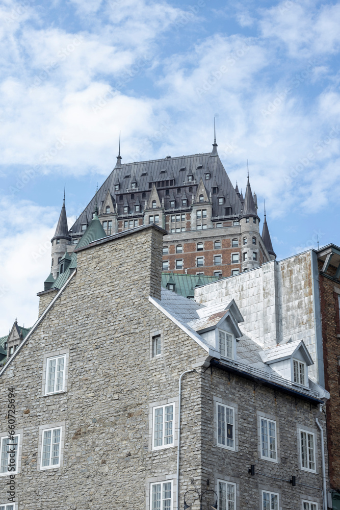 View of ancient architecture of Quebec City. As the capital of the Canadian province of Quebec
