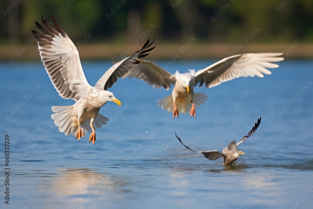 Fototapeta premium two seagulls in flight